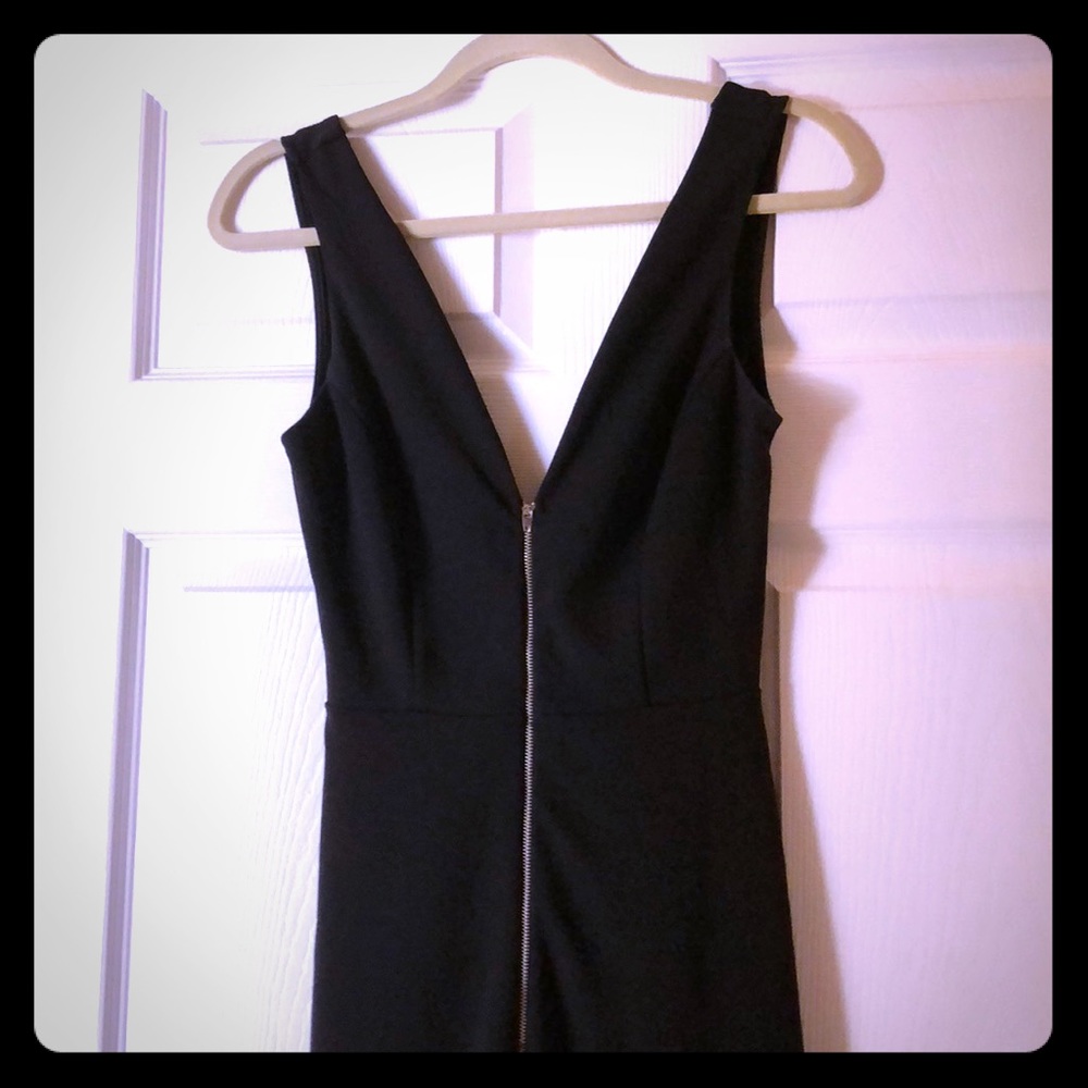 Black zipper front gown